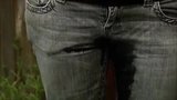 Blonde girl wets her jeans snapshot 5