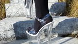 Lady L walking with 24 cm extreme high heels snapshot 1