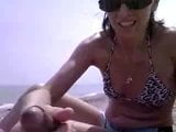 Italian wife jerking cock at public beach snapshot 10