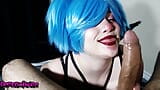 Шлюшка ahegao с синими волосами сосет огромный член snapshot 14