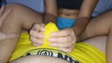 Handjob through underwear, tight boxers, cum in pants snapshot 10