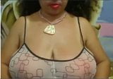 Sweet fat big nippled mature black tits striped on webcam snapshot 7