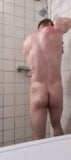 muscle guy take a shower and fast hair cut snapshot 7