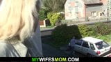 Doggystyle fucking old blonde mother-in-law outdoors snapshot 2