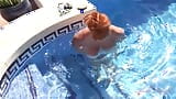 TanteJudys - rondborstige rijpe roodharige Melanie gaat zwemmen in het zwembad snapshot 12