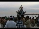 Japanese bodybuilder exhibiting at Matsuri on public beach snapshot 4