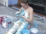 Randy bitch caressing her body with ice cream and cereal snapshot 12