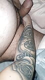 Step mom with sexy tattoo handjob step son dick in bed snapshot 8