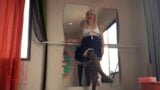 Maid is cleaning after the ballet class. Wet dress, masturbation. snapshot 7