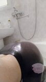 Masturbating with a shower in the bathroom in pantyhose, I'm so wet... Mmm... snapshot 20