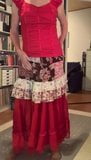 Long red chiffon skirt snapshot 2