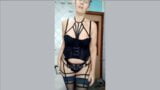 Cheerful Lukerya in black lingerie communicates with fans snapshot 1