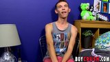 Twink Bentley Ryan strokes his large cock for an interview snapshot 3