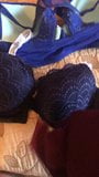 Jerking off with the other half of wifes bras and panties snapshot 14