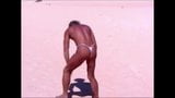 Tanned guy on beach in tiny string thong (temporarily!) snapshot 12