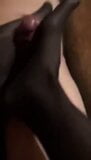 wife's black worn pantyhose footjob snapshot 1