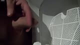 Druckvolles Pissen ins Urinal im Pornokino. Beim Abschütteln wird er hart. Zeitlupe Replay (024) Tobi00815 snapshot 3