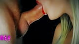 Gentle Blowjob with Red Lipstick and Double Cum in Mouth snapshot 9