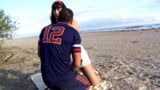 Horny couple Salva and Lucia have sex on the beach snapshot 2