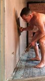 Nudist builder troweling up wall naked snapshot 2