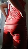 Cute sexy twink takes off tight red cycling suit snapshot 2