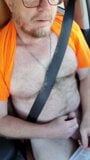 Pig pulls out his small hairy dad dick and jacks off in car snapshot 10