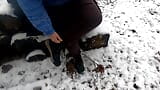 Beating her pussy in the snow snapshot 2