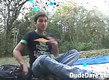 Naughty boys fucking bareback at their outdoor picnic snapshot 2