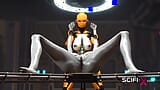 Futa sex robot plays with a female alien in the sci-fi lab snapshot 6