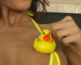 Bulgarian girl with rubber duck. snapshot 2