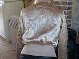 Guy ejeculating on second hand gold nylon jacket - Part 5 snapshot 8