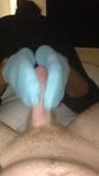 Blå fotled sockjob med sperma snapshot 1