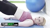 Blonde Fitness Babe Layla Belle Is Getting Into A Workout Routine While Her Tits Are Bouncing Around snapshot 2