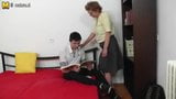 Hairy mother checks her toyboy's home work snapshot 1