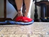 Rainha Dourada - wearing marabou slippers and whip snapshot 12