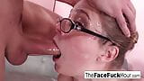 Teen in glasses slobbers on his hard cock snapshot 16