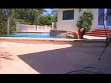 Asian babe with perfect tits gives black guy head in the pool snapshot 3