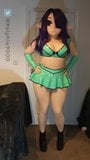 Xelphie in Green Latex Miniskirt and Top snapshot 3