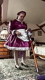In purple and white maid outfit, from my creation in sewing, to vacuum snapshot 2