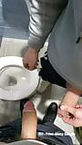 Twink blowjob sucks 21cm big dick in public toilet Restroom snapshot 2