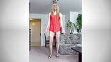 Crossdresser Sissy in red Negligee snapshot 3