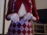 Ladyboy molto timida con un maglione da golf si masturba il cazzo snapshot 4