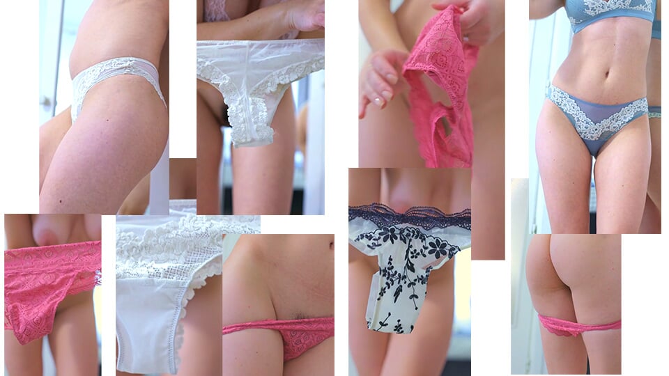 Calcinha haul: compilação try-on - vibrações amadoras, all natural!