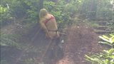 sissy crossdresser playing with dildo in the woods snapshot 6