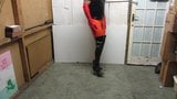 Skintight red leggings, thigh boots and red gloves snapshot 3