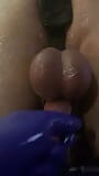 Milking daddy’s ass with a toy from behind leaky cock snapshot 2