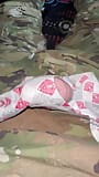 Army Specialist jerks off in boxers borrowed from his sarge and shoots a load of cum on his uniform snapshot 14