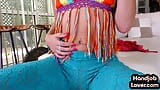 Tiny POV slut is giving dirty talking HJ in closeup snapshot 2