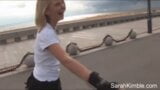 Sweet Sarah kimble roller blade on the part and showing her pussy closeup naked outdoor snapshot 1