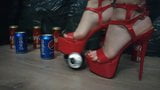 Lady L crush cans with sexy red High Heels. snapshot 4